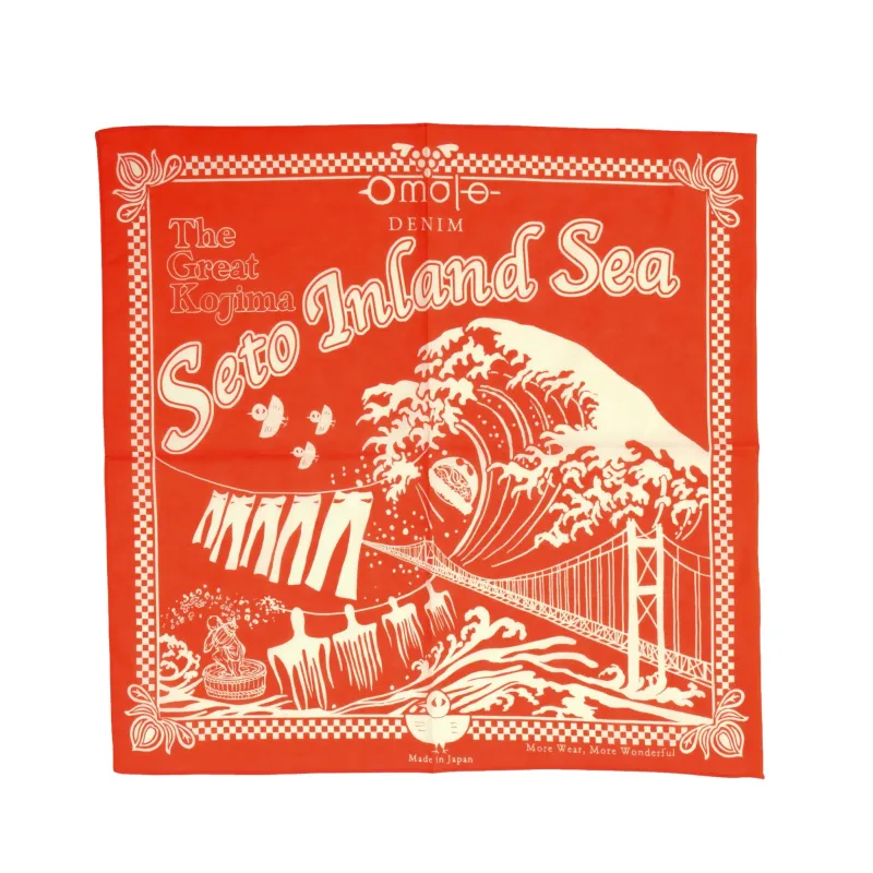 Omoto Denim "Kojima" Selvedge Bandana (Orange) made by OMOTO DENIM