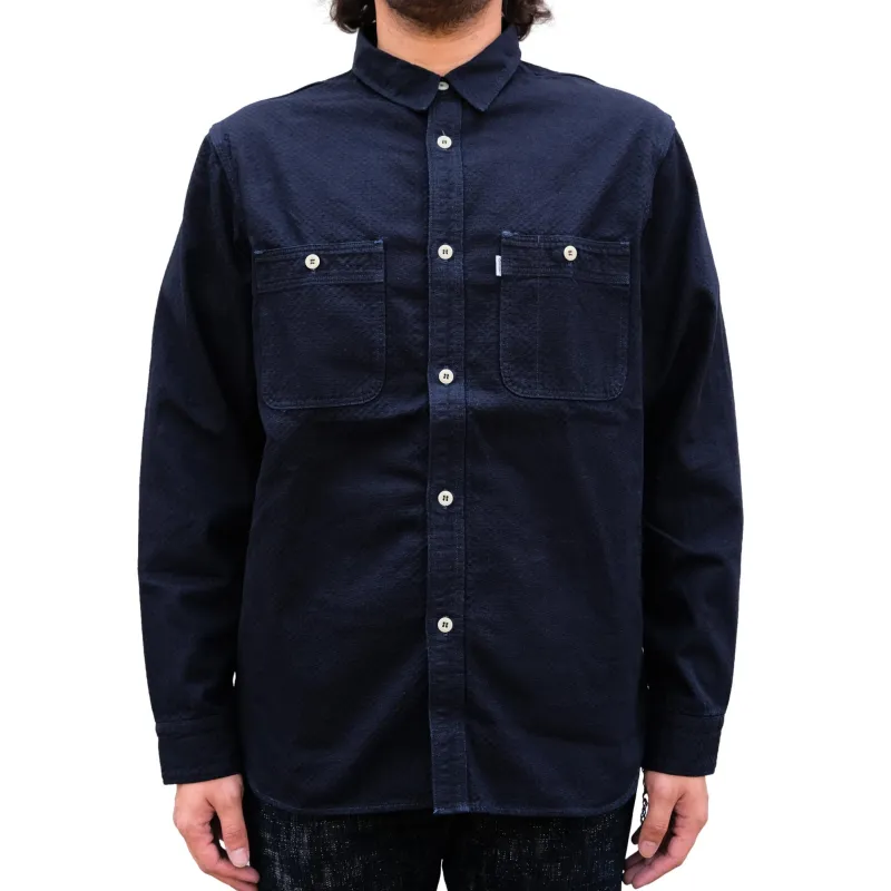 Omoto Denim "Ichimatsu" Indigo Selvedge Work Shirt made by OMOTO DENIM