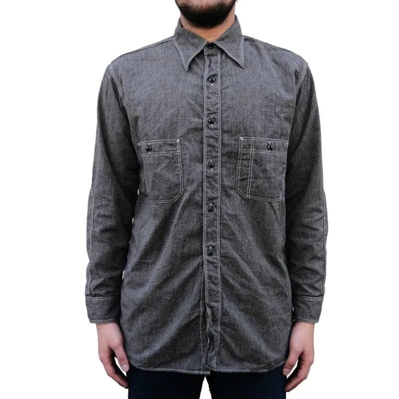 Fullcount Covert Twill Selvedge Chambray Work Shirt made by Full Count