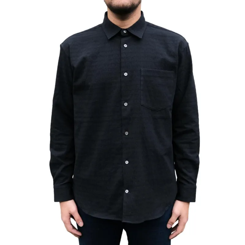Momotaro Black Jacquard Sashiko Shirt made by Momotaro