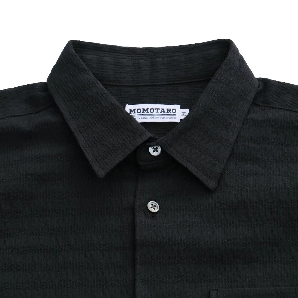 Momotaro Black Jacquard Sashiko Shirt sold by Okayama Denim product image thumbnail 5