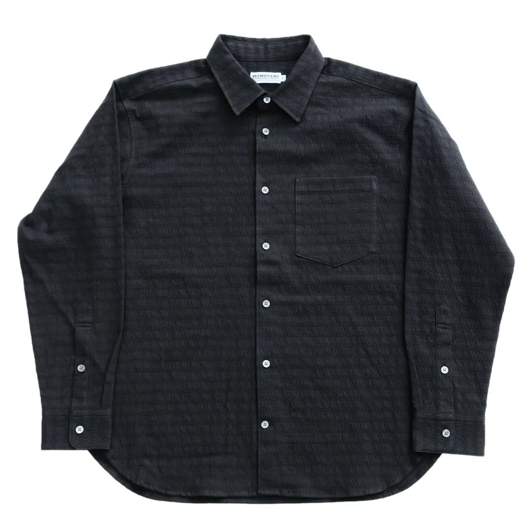 Momotaro Black Jacquard Sashiko Shirt sold by Okayama Denim product image thumbnail 3