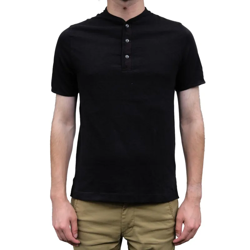 Loop & Weft Recycled Supima Cotton Henley (Black) made by Loop & Weft