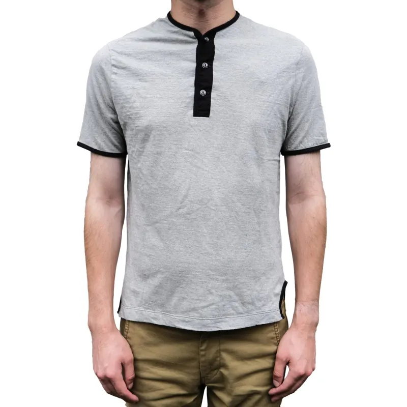 Loop & Weft Recycled Supima Cotton Henley (2-Tone Gray) made by Loop & Weft