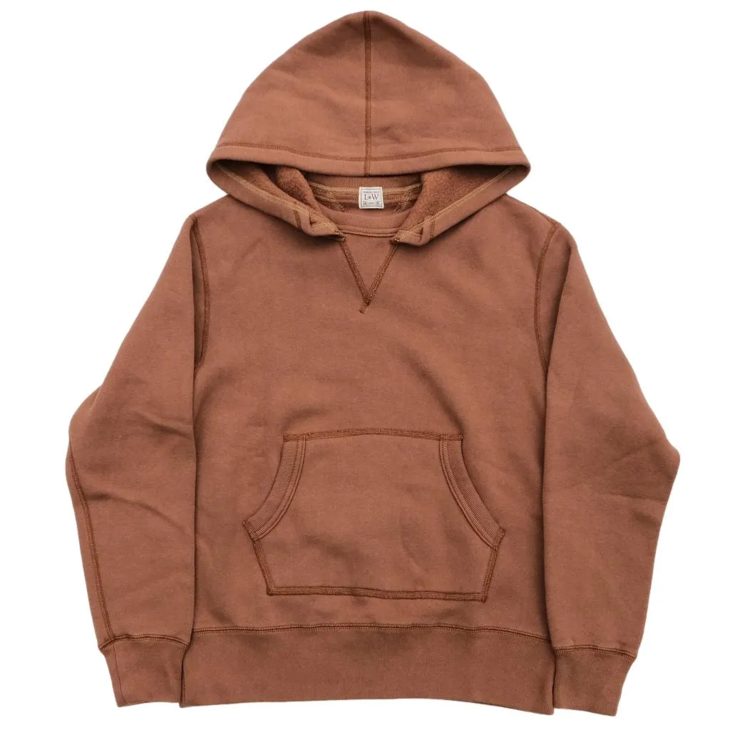 Loop & Weft Super Fluffy Knit Double-V After Hood Sweatshirt (Brown) sold by Okayama Denim