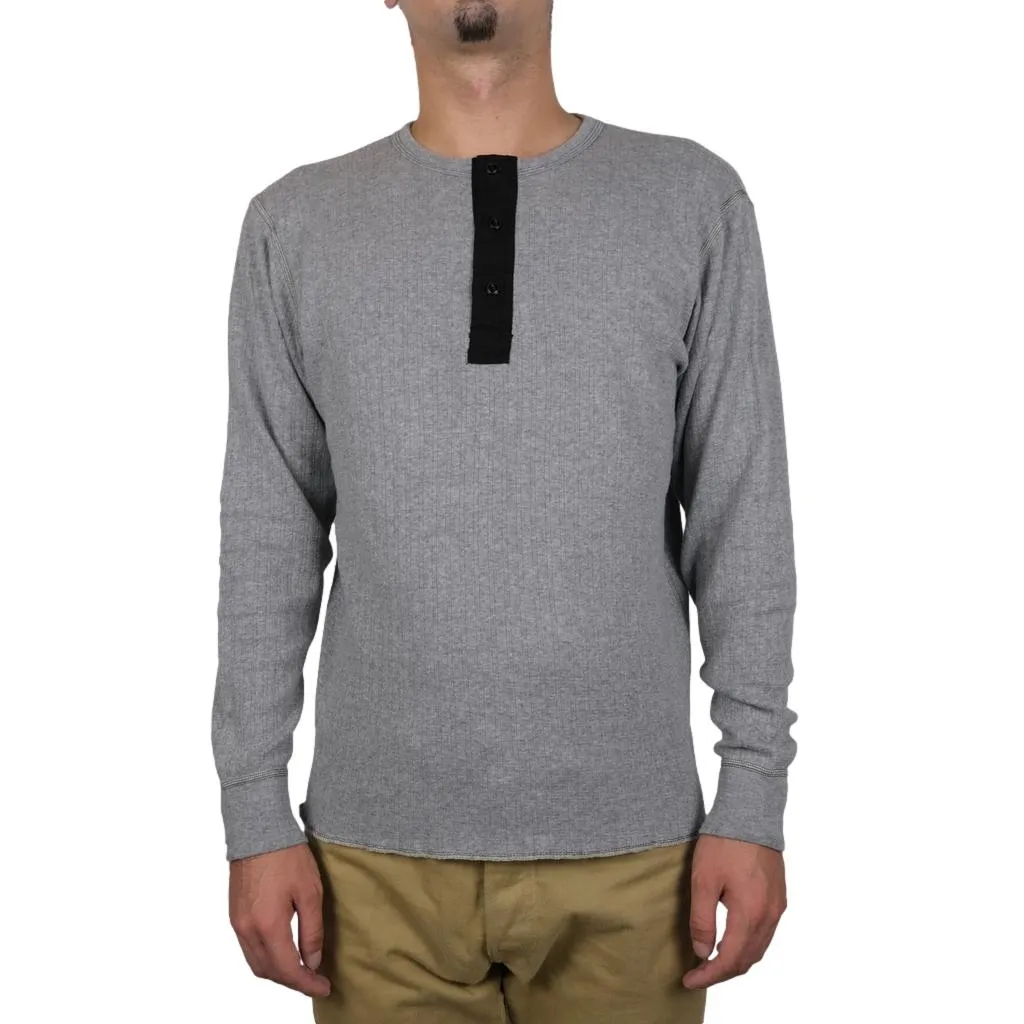Loop & Weft Smooth Drop Needle Rib Knit L/S Henley (Gray) sold by Okayama Denim