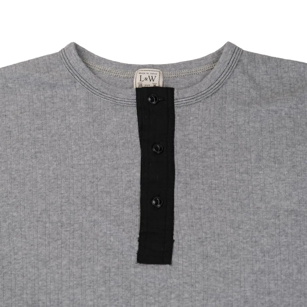 Loop & Weft Smooth Drop Needle Rib Knit L/S Henley (Gray) sold by Okayama Denim product image thumbnail 5