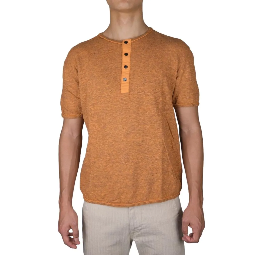 Loop & Weft Super Slub Henley (Orange) sold by Okayama Denim