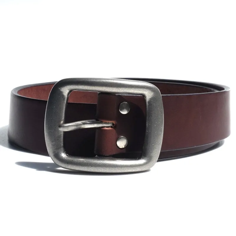 Samurai Jeans W001 Heavyweight Curved Leather Belt (Brown) made by Samurai Jeans