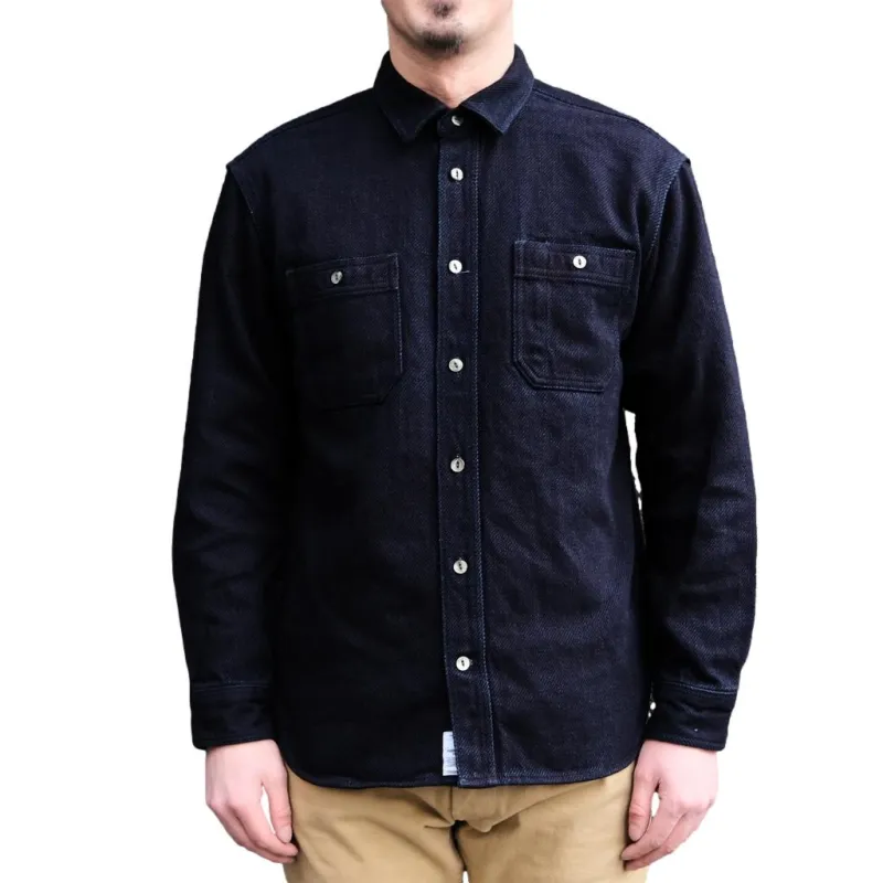 Momotaro Indigo Dobby Work Shirt made by Momotaro