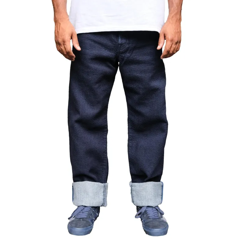Omoto Denim 15oz. "Ori-Sashi" Sashiko Pants (Loose Straight) made by OMOTO DENIM