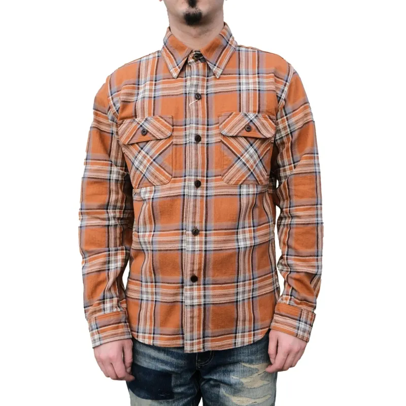 Studio D'Artisan No. 10 Heavyweight Check Flannel Shirt (Orange) made by Studio D'Artisan