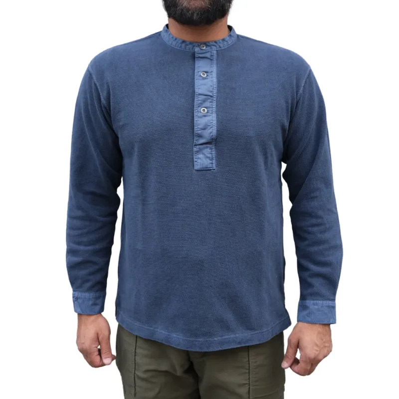 Soundman "Skane" Indigo Dyed Swedish Army L/S Henley made by Soundman