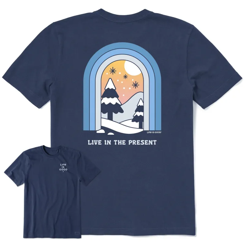 Men's Live in the Present Short Sleeve Crusher Tee sold by Life is Good