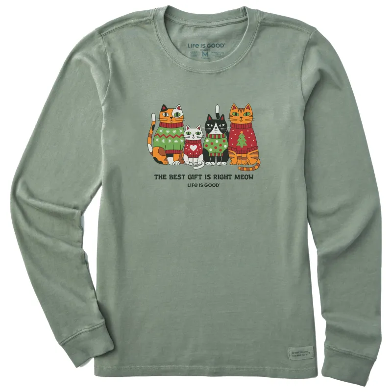 Women's The Best Gift is Right Meow Long Sleeve Crusher Tee made by Life is Good