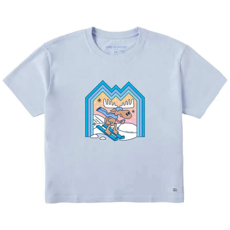 Women's Ski Moose Short Sleeve Crusher Boxy Tee sold by Life is Good