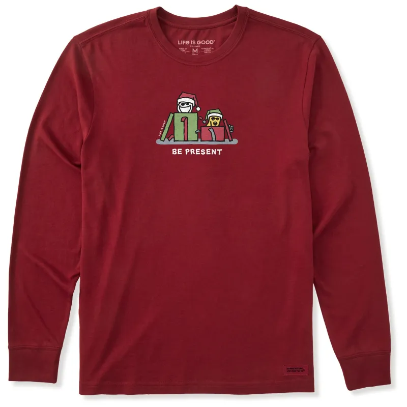 Men's Be Present Jake and Rocket Long Sleeve Crusher Tee sold by Life is Good