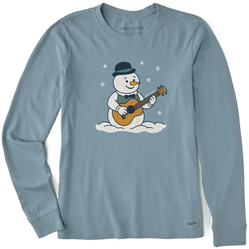 Women's Snowman Guitar Long Sleeve Crusher Tee made by Life is Good