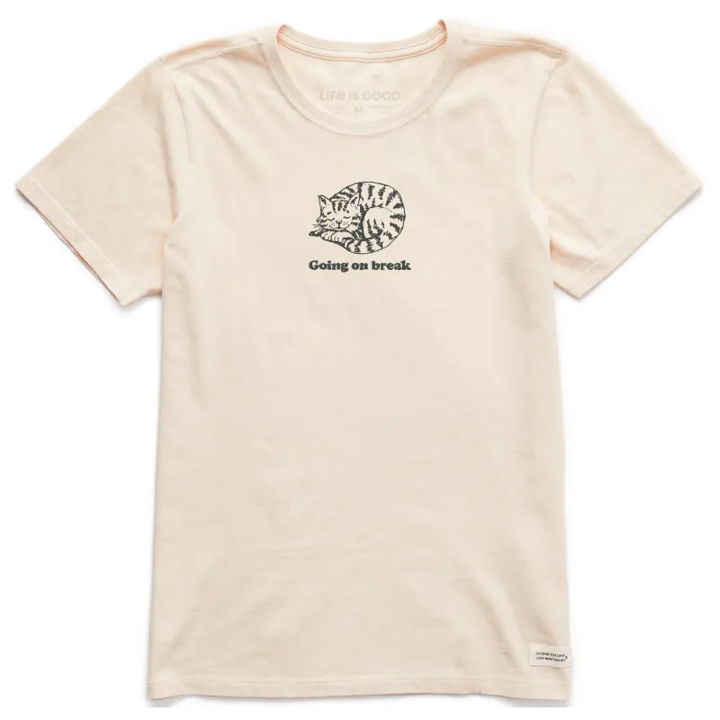Women's Cat Going on Break Short Sleeve Crusher Tee sold by Life is Good
