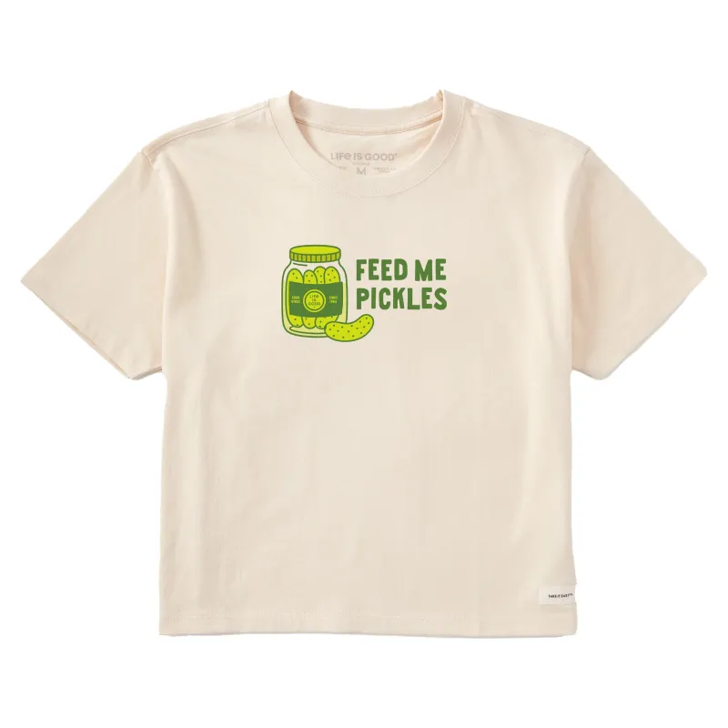 Women's Feed Me Pickles Short Sleeve Crusher Boxy Tee made by Life is Good