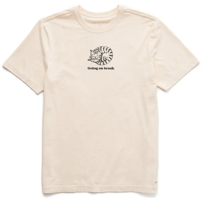 Men's Cat Going on Break Short Sleeve Crusher Tee sold by Life is Good