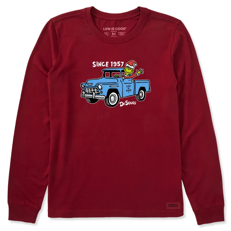 Women's Since 1957 Grinch Long Sleeve Crusher Tee sold by Life is Good
