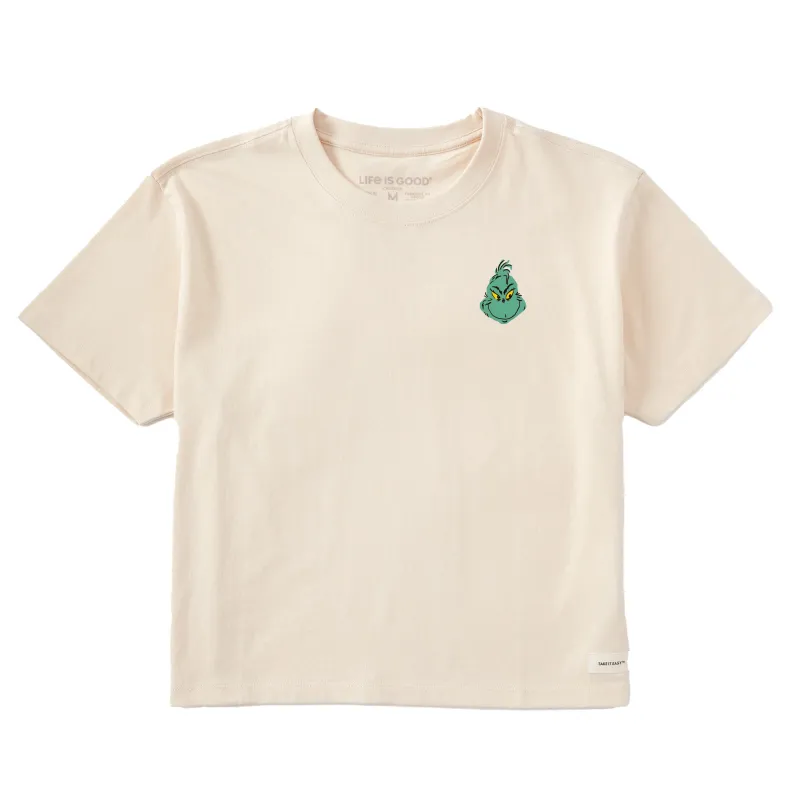 Women's Grinch Mini Face Short Sleeve Crusher Boxy Tee sold by Life is Good