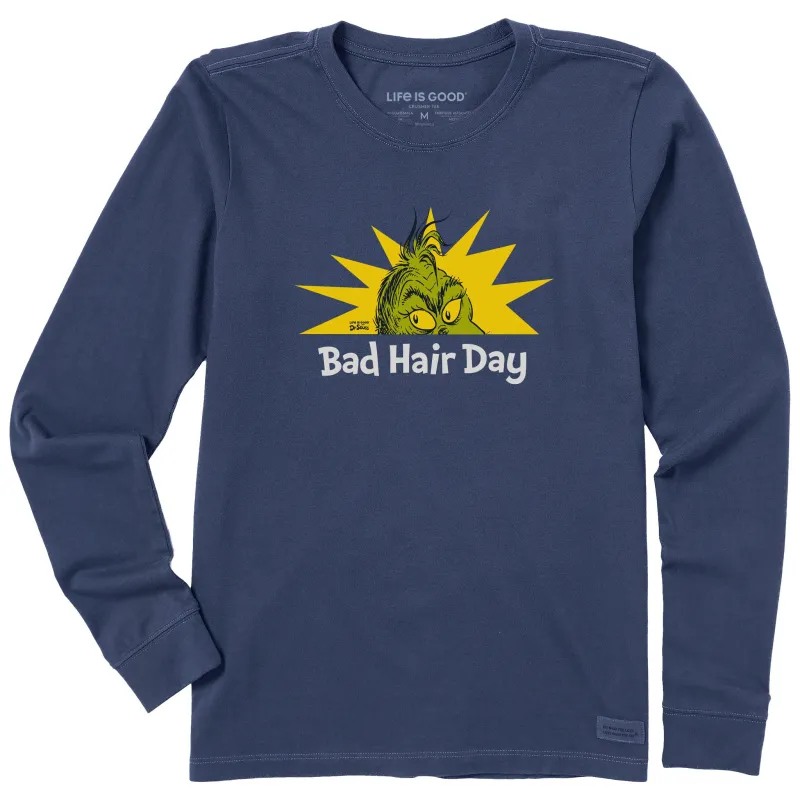Women's Grinch Bad Hair Day Long Sleeve Crusher Tee sold by Life is Good