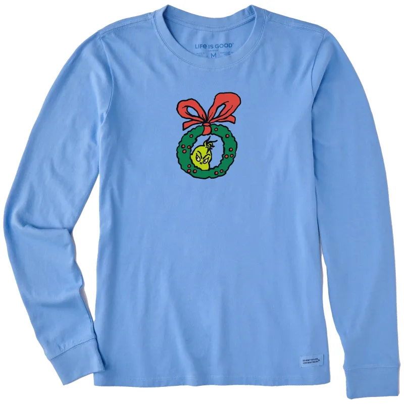 Women's Grinch Sneak Peek Long Sleeve Crusher Tee sold by Life is Good