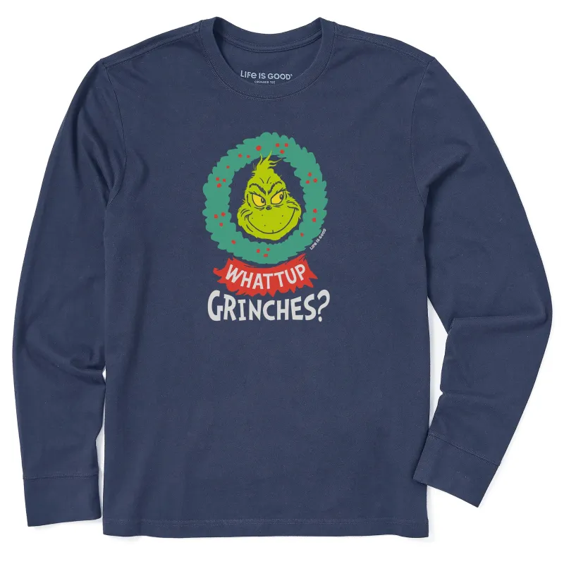 Men's Whattup Grinches Long Sleeve Crusher Tee sold by Life is Good