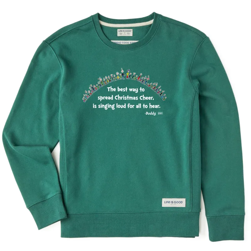 Women's Christmas Cheer Grinch Simply True Fleece Crew sold by Life is Good