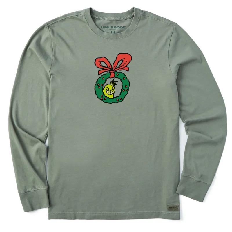 Men's Grinch Sneak Peek Long Sleeve Crusher Tee sold by Life is Good
