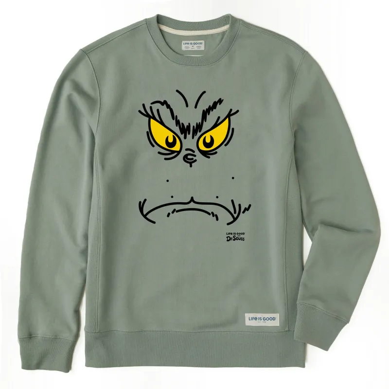 Men's Grinchy Face Simply True Fleece Crew sold by Life is Good