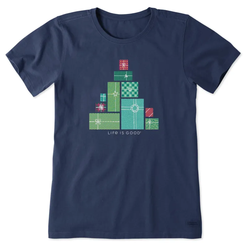 Women's Xmas Presents Tree Short Sleeve Crusher Tee sold by Life is Good