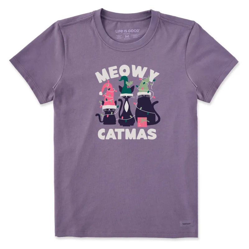 Women's Meowy Catmas Trio Short Sleeve Crusher Tee sold by Life is Good