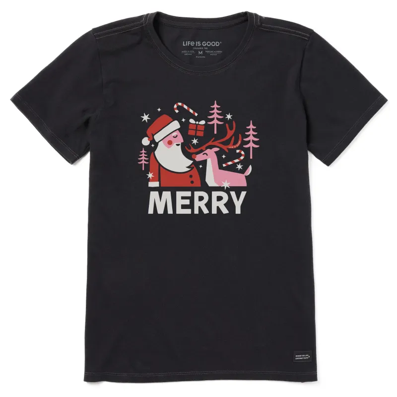 Women's Merry Santa & Rudolph Short Sleeve Crusher Tee made by Life is Good