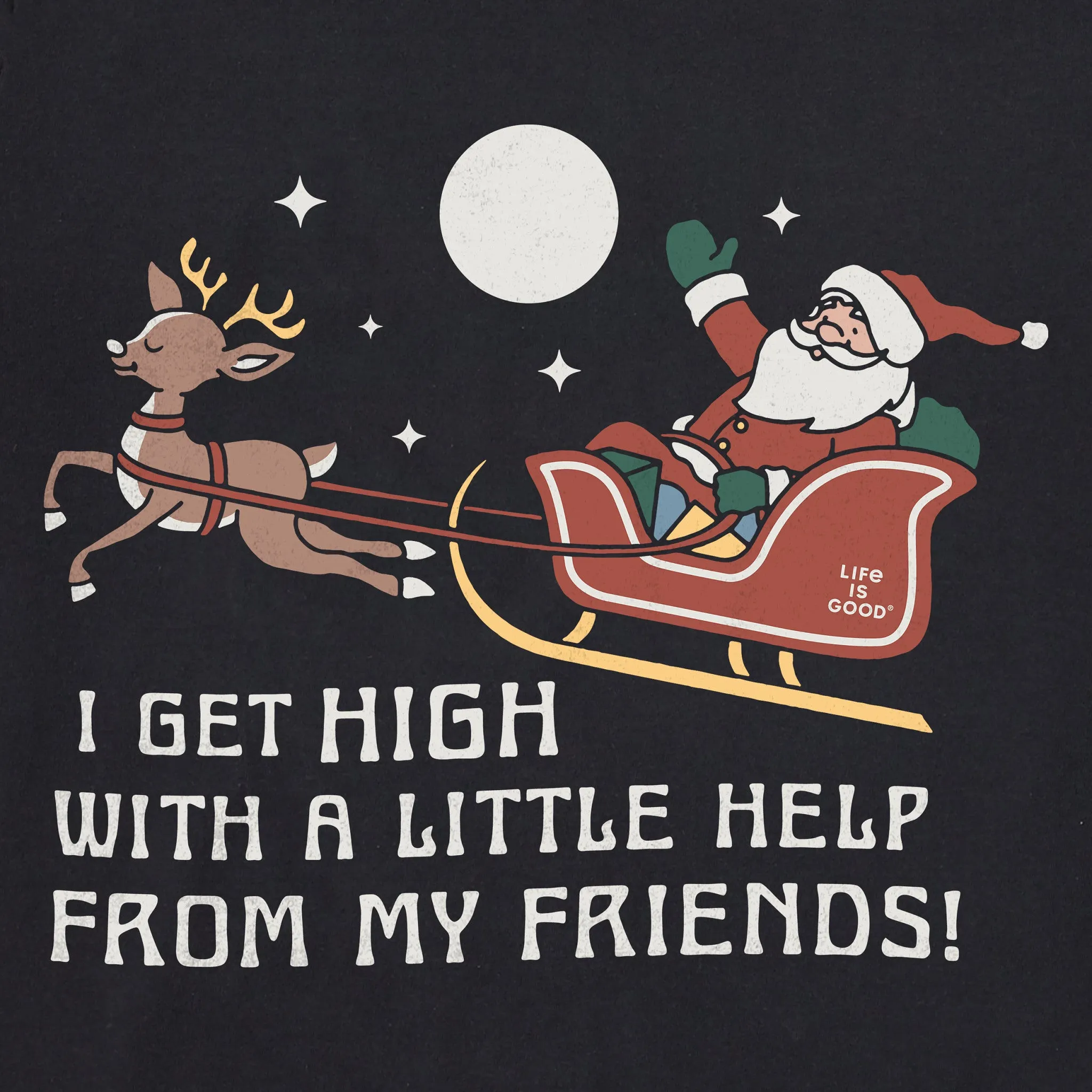Women's Santa Get High with Friends Short Sleeve Crusher Tee sold by Life is Good product image thumbnail 2