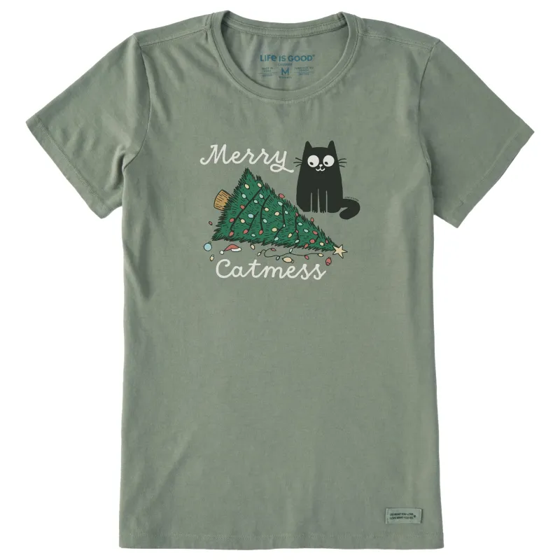 Women's Merry Cat Mess Short Sleeve Crusher Tee sold by Life is Good