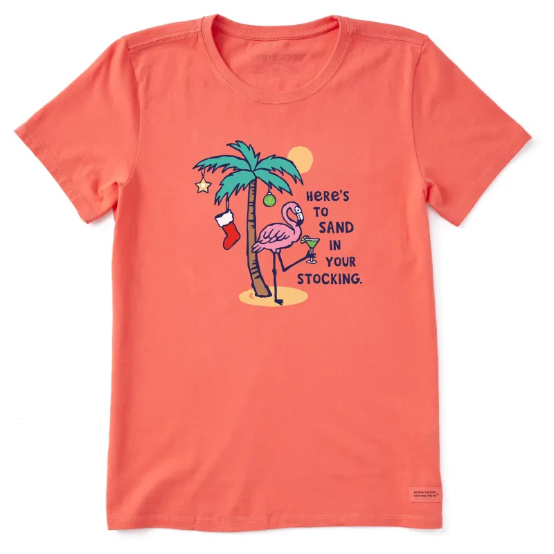 Women's Flamingo Sand in your Stocking Short Sleeve Crusher Tee sold by Life is Good