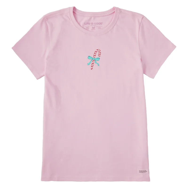 Women's Candy Cane Bow Short Sleeve Crusher Tee sold by Life is Good