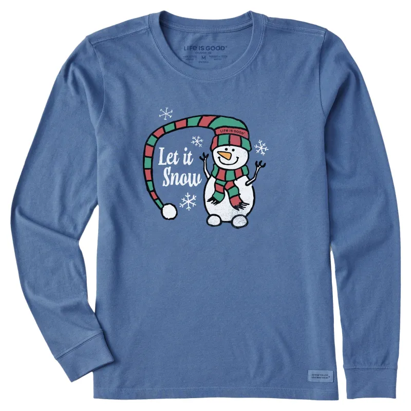 Women's Let it Snowman Long Sleeve Crusher Tee sold by Life is Good