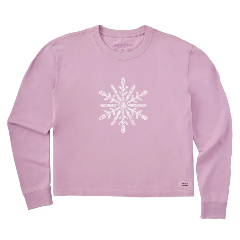 Women's Contrast Snowflake Long Sleeve Crusher Boxy Tee made by Life is Good