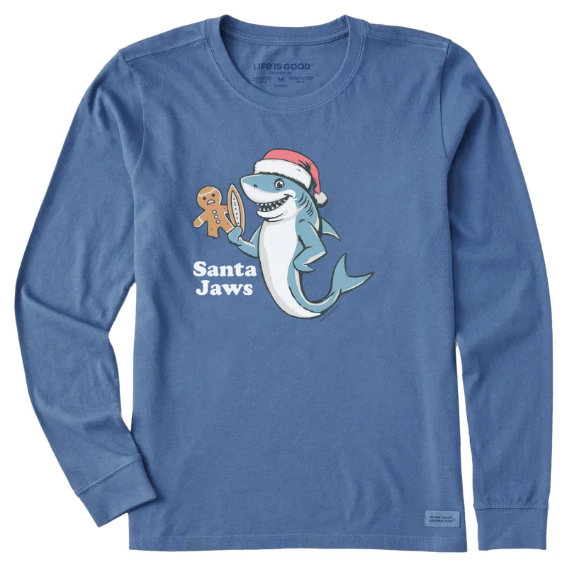 Women's Santa Jaws Shark Long Sleeve Crusher Tee made by Life is Good