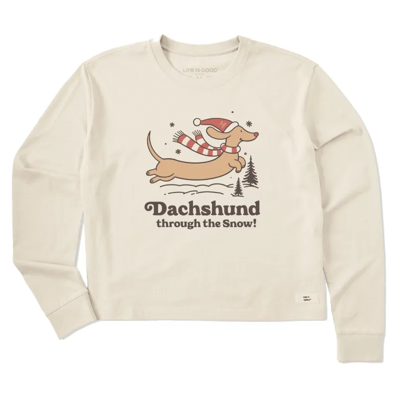 Women's Dachshund Through the Snow Long Sleeve Crusher Boxy Tee sold by Life is Good