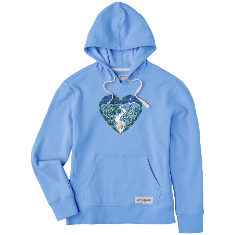 Women's Winnie & P Winter Stroll Heart Simply True Fleece Hoodie sold by Life is Good