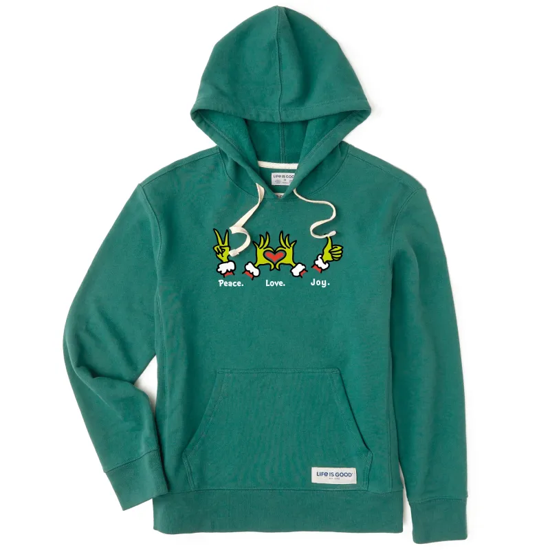 Women's Peace Love Joy Grinch Simply True Fleece Hoodie sold by Life is Good
