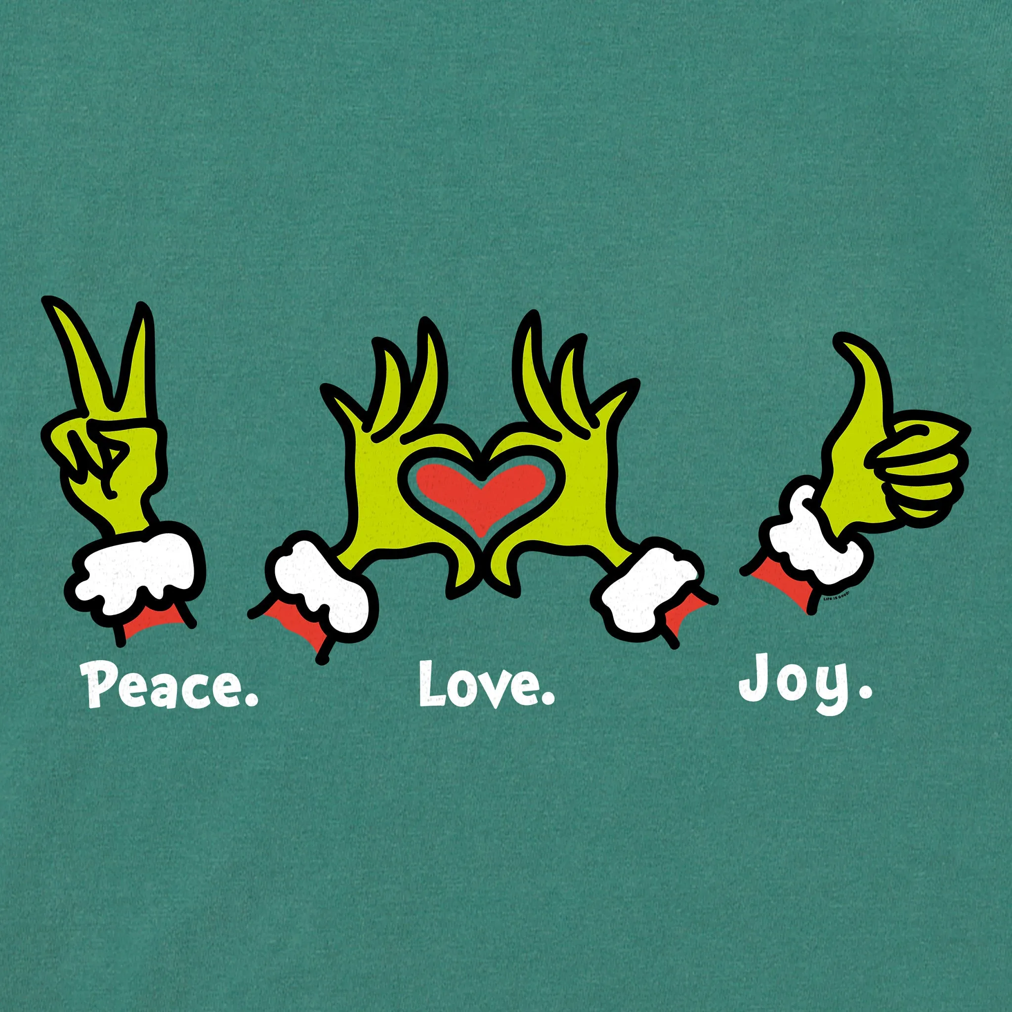 Women's Peace Love Joy Grinch Simply True Fleece Hoodie sold by Life is Good product image thumbnail 2