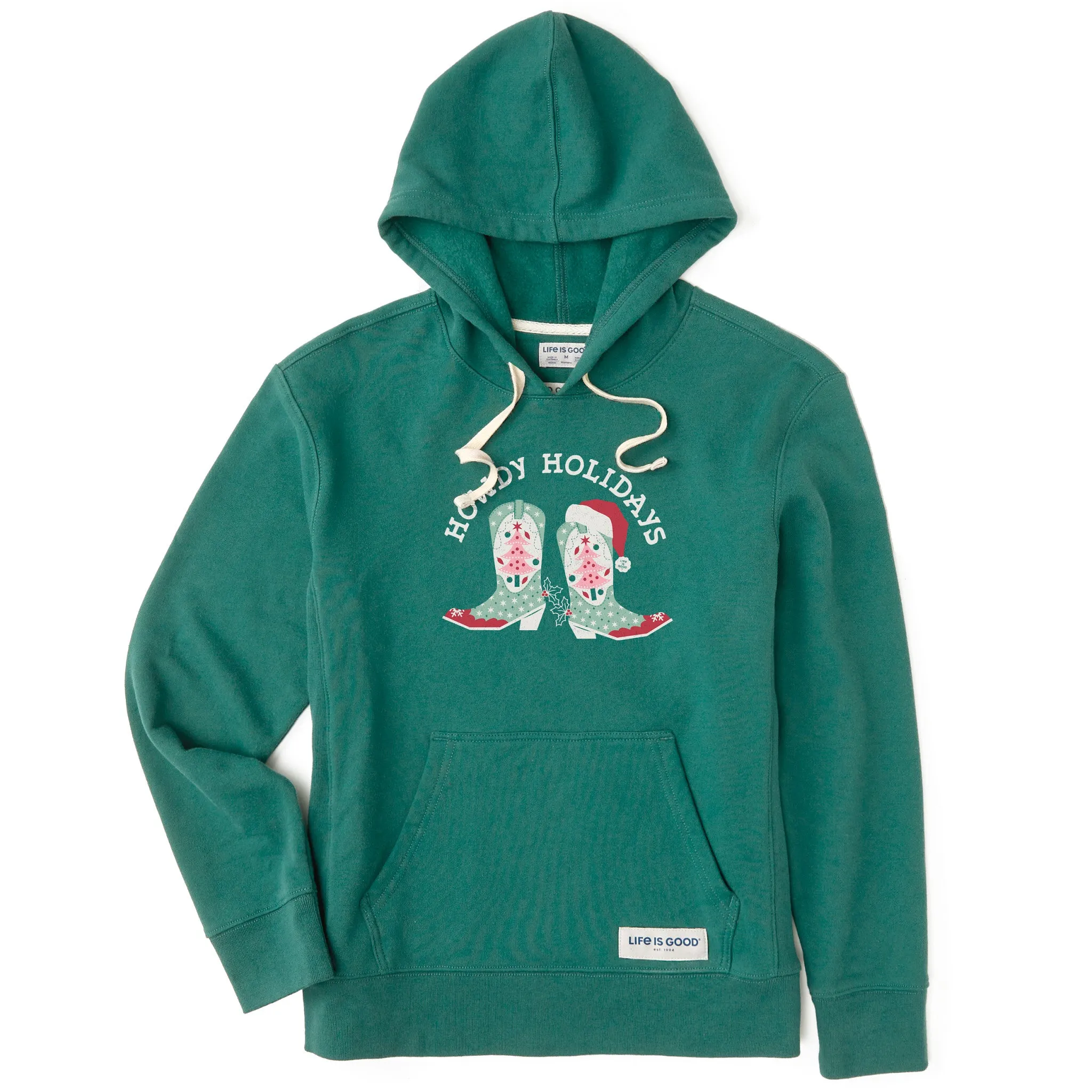 Women's Howdy Holidays Boots Simply True Fleece Hoodie sold by Life is Good