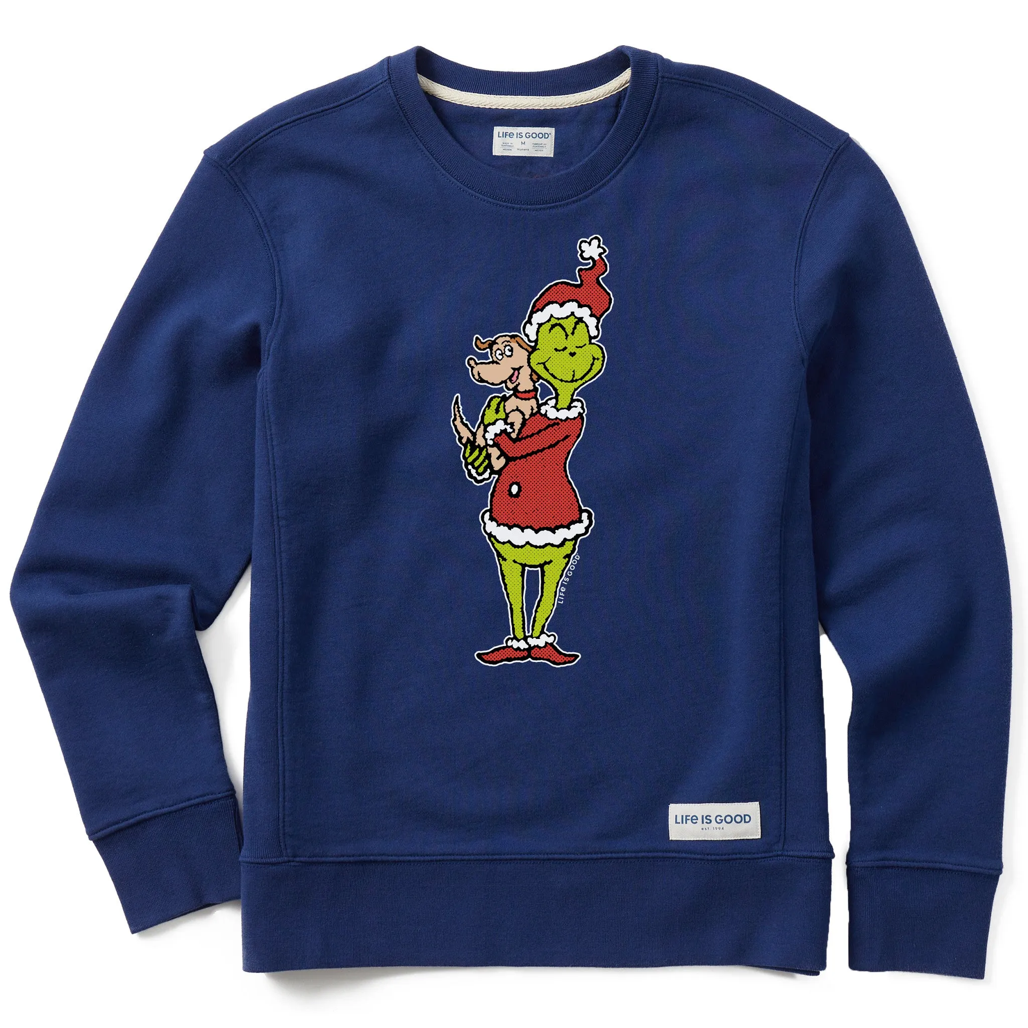 Women's Pop Art Grinch and Max Simply True Fleece Crew sold by Life is Good