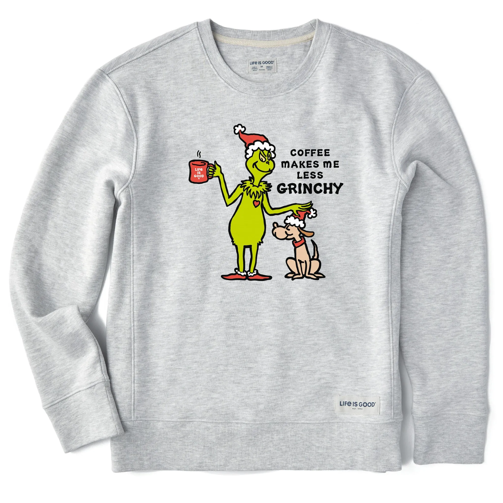 Women's Less Grinchy Coffee Simply True Fleece Crew sold by Life is Good